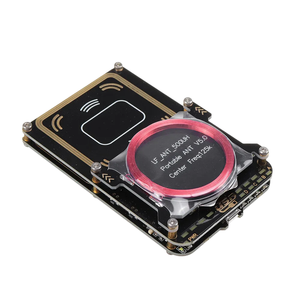 Top-down view of a Proxmark3 RFID and NFC research device